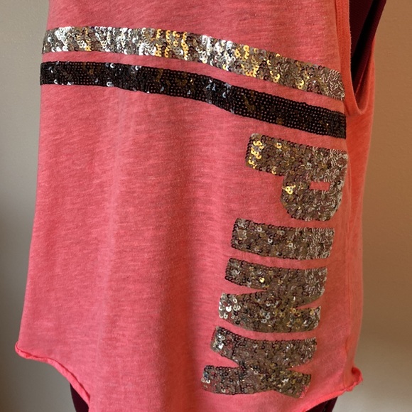 PINK sequined coral tank top, M - Picture 2 of 4